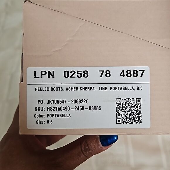 Just Fab Asher Sherpa-Lined Lace-Up Heel Boots Taupe 8.5 - Picture 9 of 16